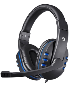 Игровая гарнитура Defender Warhead G-160 черный синий, кабель 2,5 м (64118)