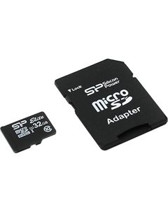 Карта памяти 32Gb microSDHC Class 10 UHS-I U1 + адаптер Silicon power