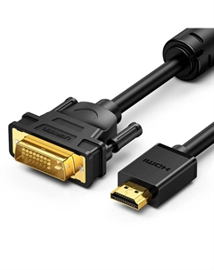 Кабель-переходник (адаптер) HDMI(19M)-DVI-D(25M), экранированный, 1.5 м, черный HD106 (11150) Ugreen