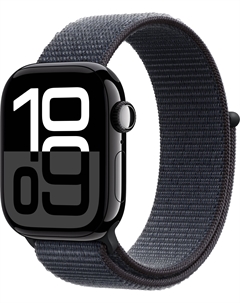 Watch Series 10, 42 мм, корпус из алюминия цвета «черный глянец», спортивный браслет темно-синего цвета Apple