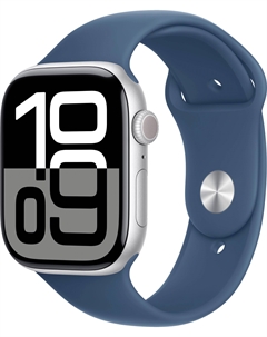 Watch Series 10, 46 мм, корпус из алюминия серебристого цвета, спортивный ремешок цвета «синий деним» M/L Apple