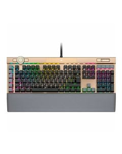 Игровая клавиатура Corsair K100 RGB, проводная, механическая, Corsair OPX, английская раскладка, золотой