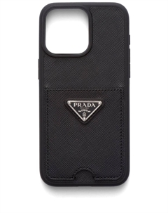 Чехол для iPhone 15 Pro Max с треугольным логотипом Prada, черный