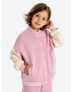 Бомбер утепленный на кнопках розовый для девочки, Розовый Button blue