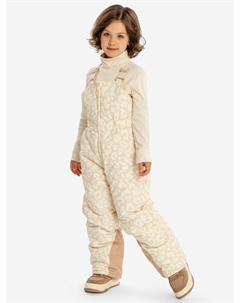 Полукомбинезон зимний водоотталкивающий с принтом леопард бежевый для девочки, Бежевый Button blue