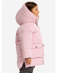 Пальто зимнее водоотталкивающее с капюшоном и накладными карманами розовое для девочки, Розовый Button blue