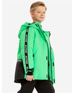 Куртка демисезонная непромокаемая с капюшоном и манжетами-митенками зеленая для мальчика, Зеленый Button blue