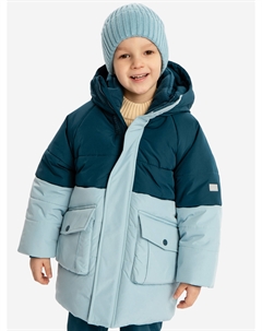 Пальто зимнее водоотталкивающее с капюшоном и манжетами сине-голубое для мальчика, Голубой Button blue
