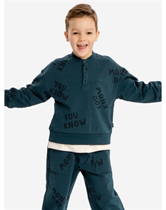 Толстовка принтованная в стиле поло синяя для мальчика, Синий Button blue