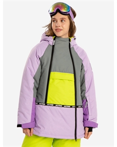 Пальто зимнее непромокаемое с капюшоном и манжетами-митенками мультицвет для девочки, Фиолетовый Button blue