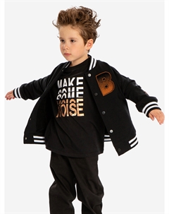 Толстовка на кнопках с принтом и аппликацией черная для мальчика, Черный Button blue