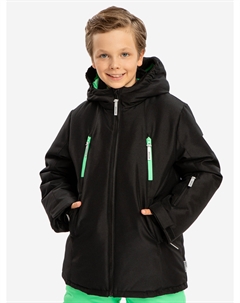 Куртка зимняя непромокаемая с капюшоном и манжетами-митенками черная для мальчика, Черный Button blue