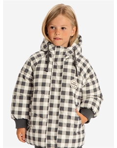 Куртка зимняя в клетку водоотталкивающая с капюшоном мультицвет для девочки, Мультицвет Button blue