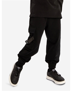 Брюки джоггеры с поясом на резинке и тремя карманами черные для мальчика, Черный Button blue