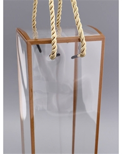 Коробка из pet с ручками, прозрачная с золотым, 9×9×34 см Upak land