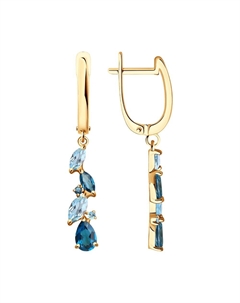 Серьги из золота с голубыми и синими топазами Sokolov