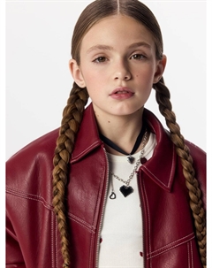 Бомбер оверсайз из экокожи для девочек Sela