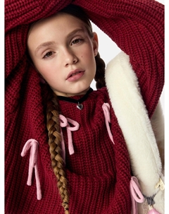 Вязаный джемпер с бантиками для девочек Sela