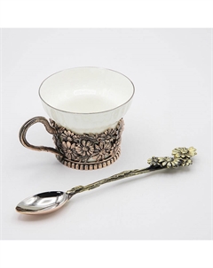 Чашка чайная Ромашки медная черненая Кольчугинский мельхиор