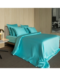 Простыня на резинке евро Total Look светло-бирюзовая 200x200см Mollen