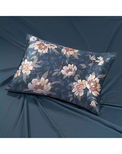 Наволочка Сказки. Лазоревый цветок в темно-бирюзовом, шелк и сатин Mollen