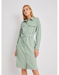 Платье-рубашка из вельвета на кнопках с поясом Zolla