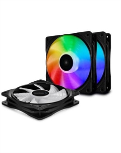 Вентилятор CF 120 3шт, 120мм, 4-pin, 1500об/мин, 17.8 - 27 дБ, ARGB, черный, Ret Deepcool