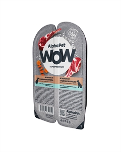 WOW пауч для собак с чувствительным пищеварением (ломтики в соусе) (Ягненок и морковь, 100 г.) Alphapet