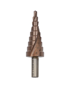 Сверло ступенчатое по металлу ST0420, 4-20 мм, 9 ступеней, Р6М5 HSS-COBALT Hilberg