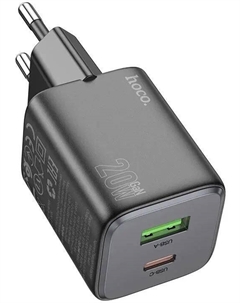Сетевое зарядное устройство Hoco N41 Almighty 20 Вт, USB, EU, USB type-C, Quick Charge, PD, черный (N41 ALMIGHTY BLACK)