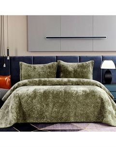 Покрывало бархатное Деварта с наволочками, олива Sofi de marko