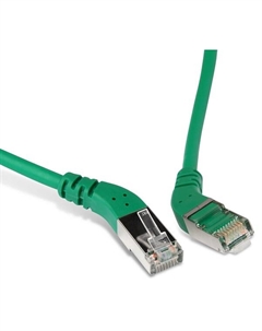 Кабель патч-корд F/UTP 6 кат. 5м. PC-APM-STP-RJ45/R45-RJ45/R45-C6-5M-LSZH-GN угловой, экранированный, правый 45°-правый 45°, LSZH, зеленый Hyperline