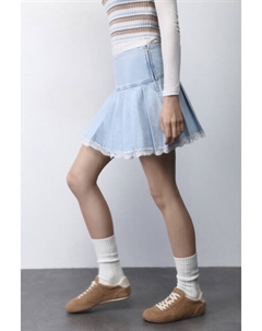 Юбка джинсовая плиссированная с кружевом Befree