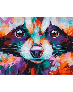 Картина по номерам на холсте Енот, 40*50, с акриловыми красками и кистями Три совы