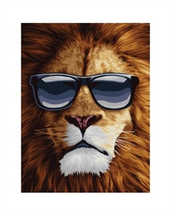 Картина по номерам на холсте Модный лев, 30*40, с акриловыми красками и кистями Три совы