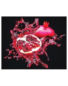 Картина по номерам на черном холсте Сочный гранат, 40*50, c акриловыми красками и кистями Три совы