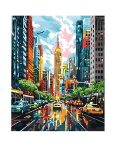 Картина по номерам на холсте Мегаполис, 40х50 см Три совы