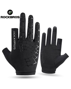 Велоперчатки Ice Silk, 2 коротких и 3 длинных пальца, полиэстер, черные, RB_S202-1BKL (Размер: M/XL, Цвет: черный) Rockbros