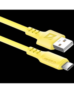 Кабель USB(Am)-USB Type-C(M), быстрая зарядка, 2.4А, 1 м, желтый, Defender F207 (87106YEL)