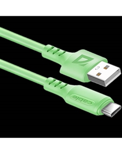 Кабель USB(Am)-USB Type-C(M), быстрая зарядка, 2.4А, 1 м, зеленый, Defender F207 (87106GRN)