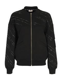 Бомбер со стразами женский Felpa Aperta Liu jo