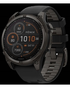 Часы Fenix 8 Solar Sapphire DLC 47мм Серые с черным ремешком Garmin