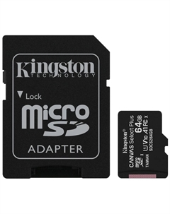 Карта памяти MicroSDXC Canvas Select Plus 64Gb Class 10 UHS-I МТС Premium с адаптером Черный Kingston