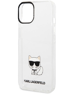 Чехол-накладка iPhone 14 Plus Choupette Body Logo and Black Camera Outline Прозрачный KLHCP14MCTTR Karl lagerfeld