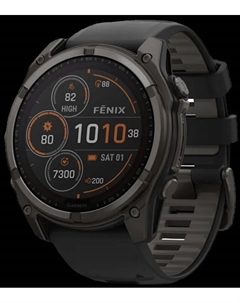 Часы Fenix 8 Solar Sapphire DLC 51мм Темно-серые с черным ремешком Garmin