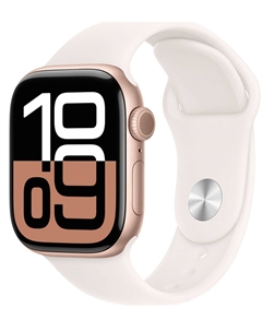 Часы Watch Series 10 GPS 42мм корпус из алюминия Rose Gold+ремешок Sport Band Light Blush (S/M) Apple