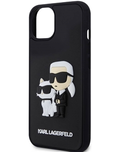 Чехол-накладка для iPhone 15 Plus 3D Rubber Case Karl and Choupette Черный (KLHCP15M3DRKCNK) Karl lagerfeld
