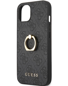 Чехол-накладка для iPhone 13 PU 4G+Ring Hard Серый Guess