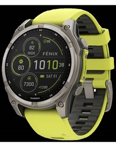 Часы Fenix 8 Solar Sapphire 47мм Серые с желтым ремешком Garmin