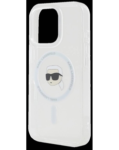 Чехол-накладка iPhone 16 Pro Max MAGSAFE IML CASE METAL CAMERA FRAME AND BUTTONS KARL HEAD PRINTED LOGO Белый Karl lagerfeld